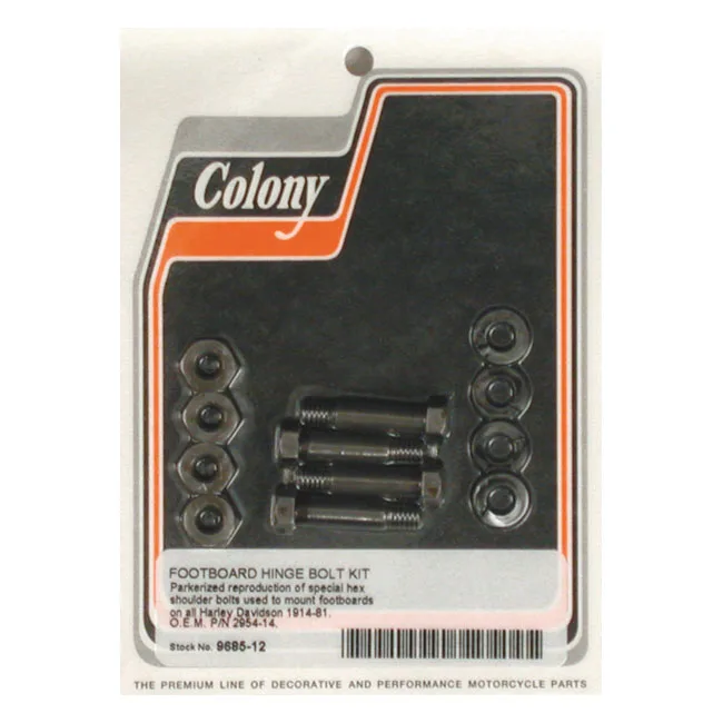 Colony, rider floorboard hinge bolt mount kit. Hex BIG BLOCK PARTS