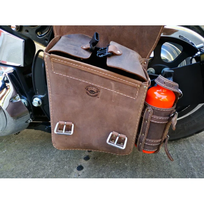 BBP Custom Hulk Brown Swing Bag mit Flaschenhalter, passend für Harley-Davidson Softail