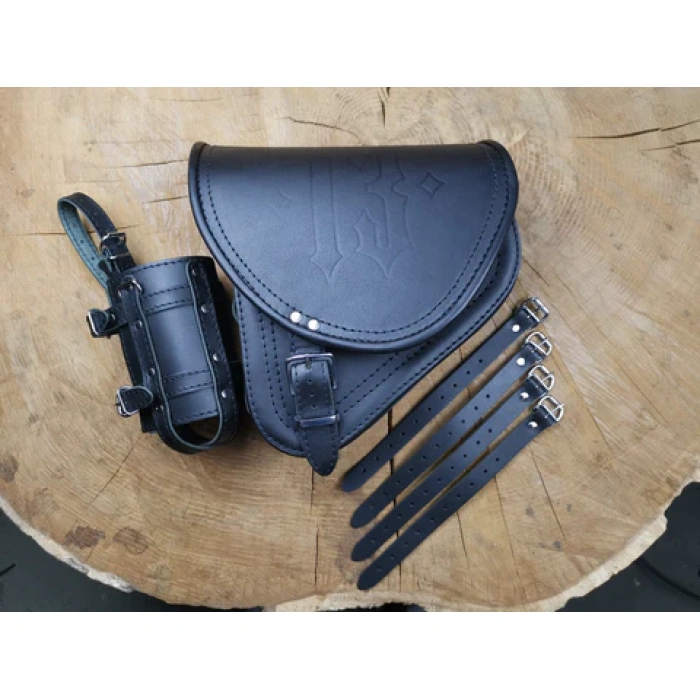 BBP Custom Diablo 13 swingarm bags with bottle cage suitable for Harley-Davidson Softail