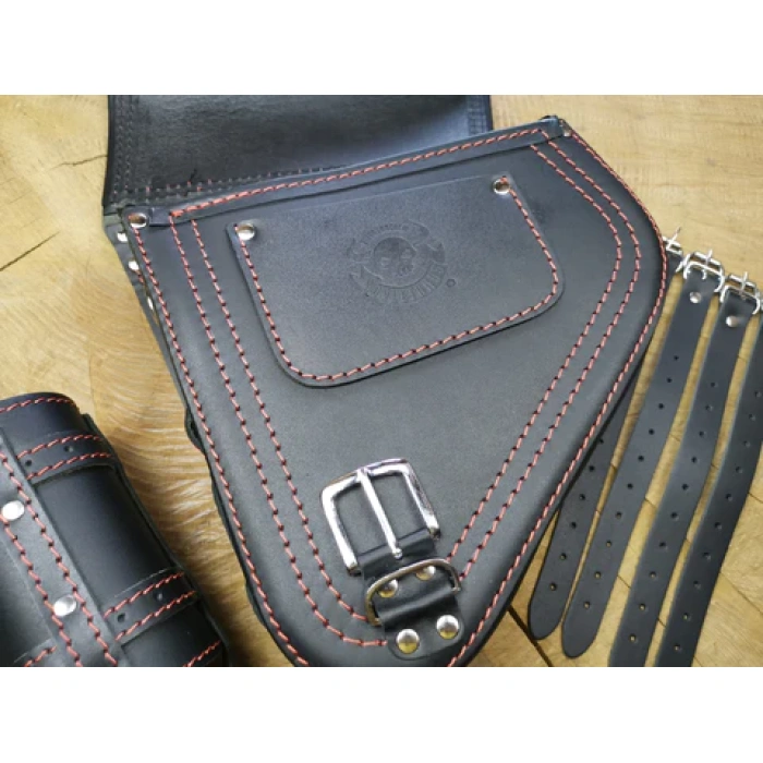 BBP Custom Diablo Red Swing Bag mit Flaschenhalter, passend für Harley-Davidson Softail