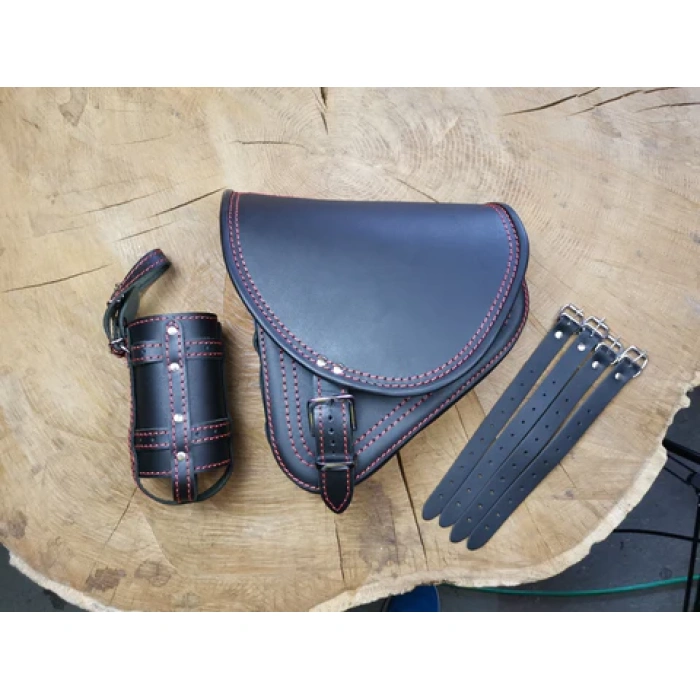 BBP Custom Diablo Red Swing Bag mit Flaschenhalter, passend für Harley-Davidson Softail