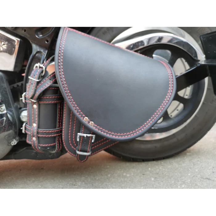 BBP Custom Diablo Red Swing Bag mit Flaschenhalter, passend für Harley-Davidson Softail