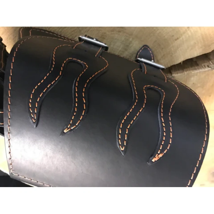 BBP Custom Dyna Flame Orange Schaukeltasche mit Flaschenhalter passend für Harley-Davidson Street Bob