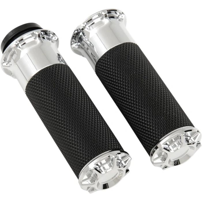 BBP Custom GRIPS BEVELED FUSION THROTTLE BY WIRE CHROME 06301160 jpg