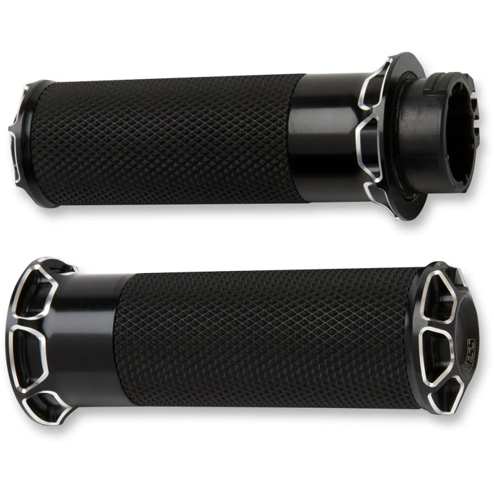 BBP Custom GRIPS BEVELED FUSION THROTTLE BY CABLE BLACK 06301163 jpg