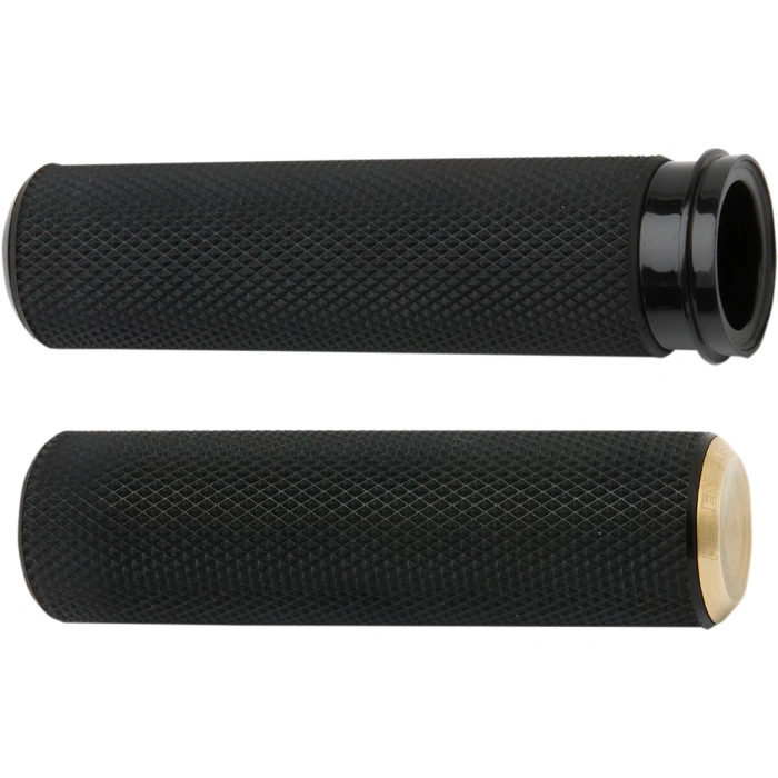 BBP Custom GRIPS FUSION KNURLED THROTTLE BY WIRE BLACK BRASS ENDCAP 06301479 jpg