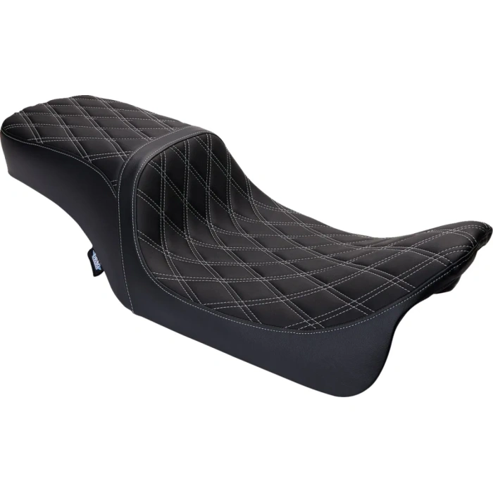 BBP Custom Seat Predator 2-Up Vinyl Dbl Diamond Slvr Stitch FLH 2008-23 08011492 jpg