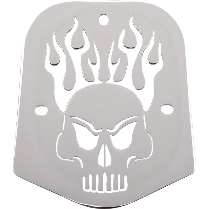 BBP Custom SKULL STEEL BACKREST INSERT CHROME FOR TALL SQUARE BACKRESTS 15060009 jpg