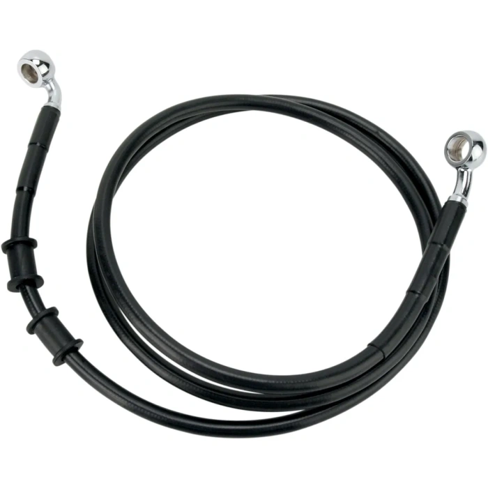 BBP Custom FRONT BRAKE LINE BLACK VINYL COATED STAINLESS STEEL EXTENDED 8" 17412898 jpg