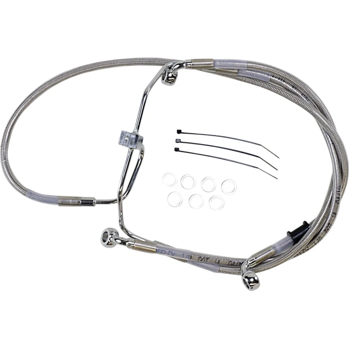 BBP Custom FRONT BRAKE LINE STAINLESS STEEL EXTENDED 8" 17412904 jpg