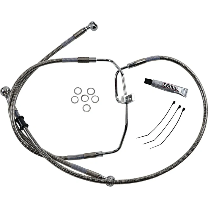 BBP Custom FRONT BRAKE LINE STAINLESS STEEL EXTENDED 10" 17412905 jpg