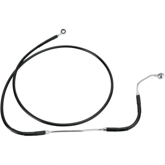 BBP Custom FRONT UPPER BRAKE LINE BLACK VINYL COATED STAINLESS STEEL EXTENDED 10" 17412937 jpg