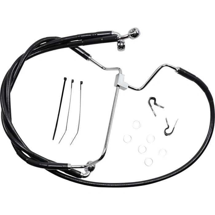 BBP Custom BLACK VINYL/STAINLESS EXTENDED LENGTH FRONT BRAKE LINE KIT 17413980 jpg