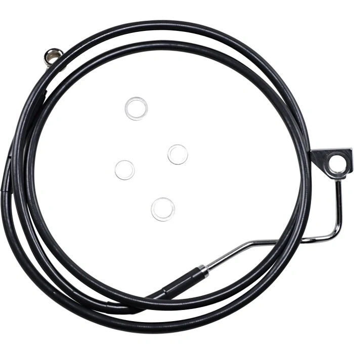 BBP Custom STANDARD LENGTH FRONT BLACK VINYL/STAINLESS STEEL UPPER BRAKE LINE KIT 17413988 jpg