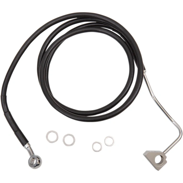 BBP Custom BLACK VINYL/STAINLESS EXTENDED LENGTH FRONT BRAKE LINE KIT 17413996 jpg