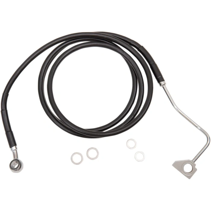 BBP Custom BLACK VINYL/STAINLESS EXTENDED LENGTH FRONT BRAKE LINE KIT 17413997 jpg