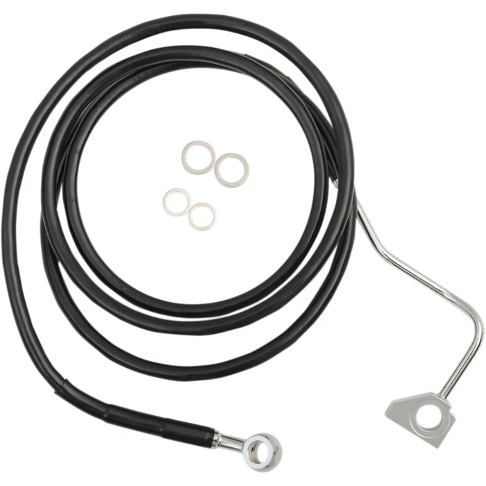 BBP Custom BLACK VINYL/STAINLESS EXTENDED LENGTH FRONT BRAKE LINE KIT 17413998 jpg