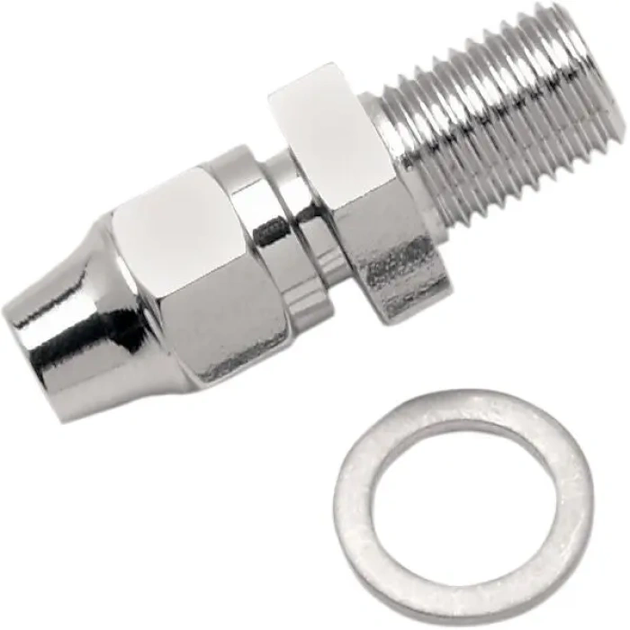 BBP Custom UNIVERSAL BRAKE LINE FITTING CHROME 3/8"-24 MALE NPT STRAIGHT 17420063 jpg