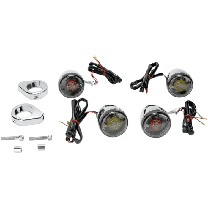 BBP Custom TURN SIGNAL KIT DEUCE RED/AMBER LED SMOKE LENS 20200275 jpg