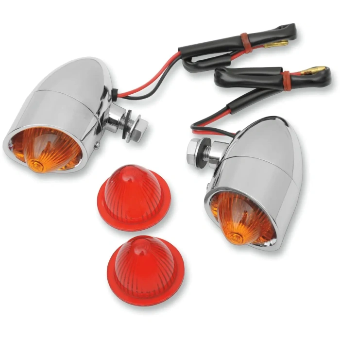 BBP Custom MINI-RETRO MARKER LIGHTS BOLT-MOUNT AMBER/RED LENS CHROME 20400533 jpg