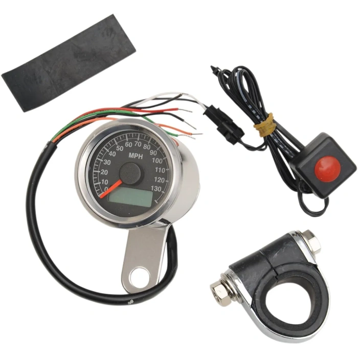 BBP Custom ELECTRONIC SPEEDOMETER 1.8" POLISHED BLACK FACE 22100172 jpg