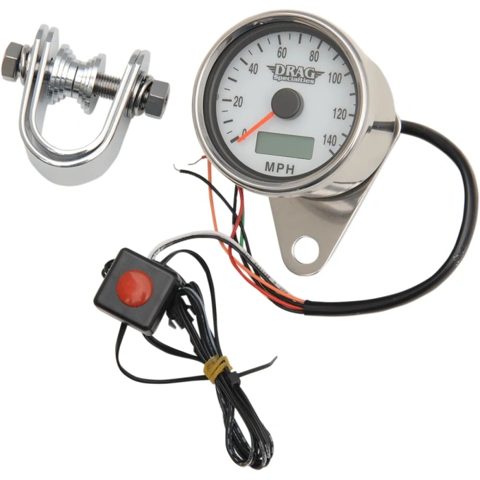 BBP Custom ELECTRONIC SPEEDOMETER 2.4" POLISHED WHITE FACE 22100175 jpg