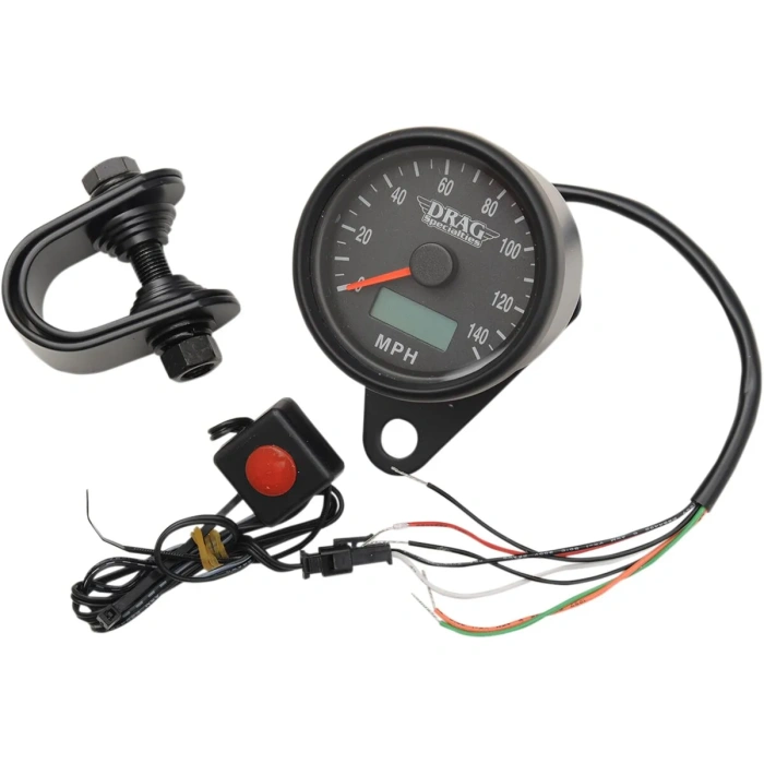 BBP Custom 2.4" ELECTRONIC SPEEDOMETER BLACK HOUSING BLACK FACE 22100257 jpg