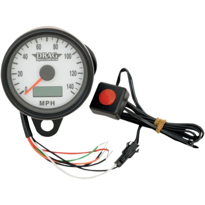 BBP Custom 2.4" ELECTRONIC SPEEDOMETER BLACK HOUSING WHITE FACE 22100258 jpg