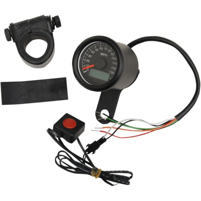 BBP Custom 1.8" ELECTRONIC SPEEDOMETER BLACK HOUSING BLACK FACE 22100259 jpg