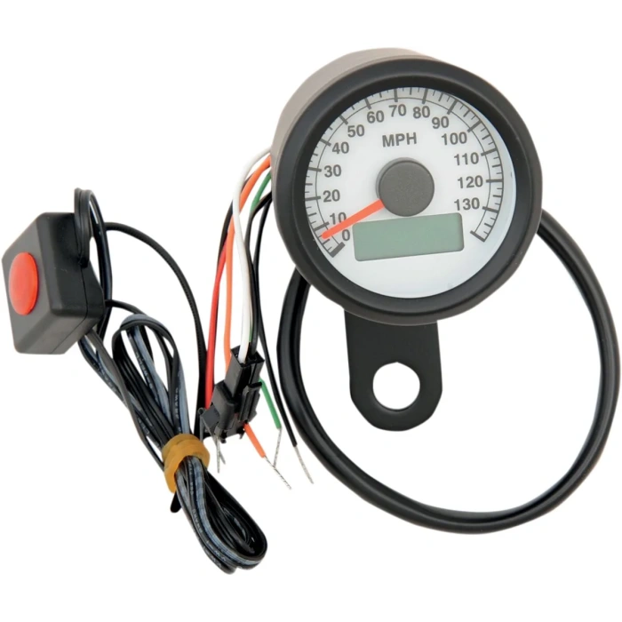 BBP Custom 1.8" ELECTRONIC SPEEDOMETER BLACK HOUSING WHITE FACE 22100260 jpg