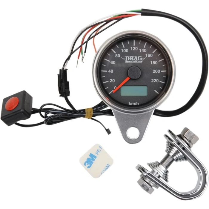 BBP Custom 220 KM/H BLACK FACE PROGRAMMABLE MINI ELECTRONIC SPEEDOMETER WITH ODOMETER/TRIPMETER 2.37" 22100326 jpg