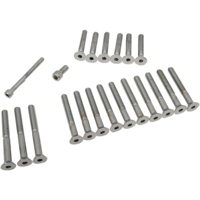 BBP Custom CHROME SOCKET-HEAD PRIMARY/CAM COVER BOLT KIT KNURLED DS190753 jpg