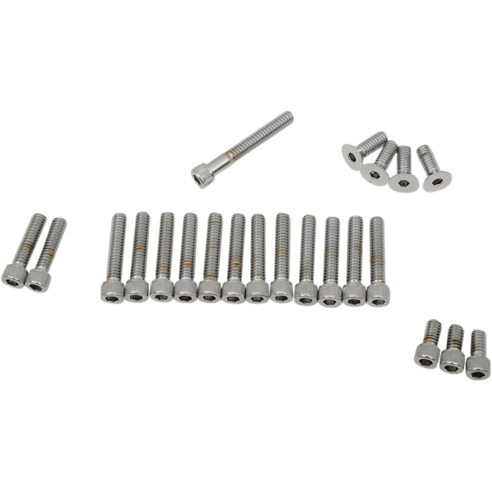 BBP Custom CHROME SOCKET-HEAD PRIMARY/CAM COVER BOLT KIT KNURLED DS190755 jpg