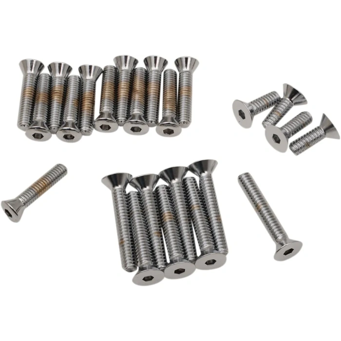 BBP Custom CHROME SOCKET-HEAD PRIMARY/CAM COVER BOLT KIT KNURLED DS190756 jpg