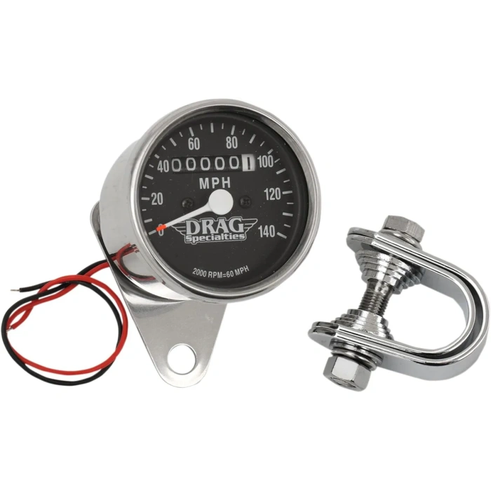 BBP Custom 2.4" MECHANICAL SPEEDOMETER 2:1 CHROME BLACK FACE DS244131 jpg