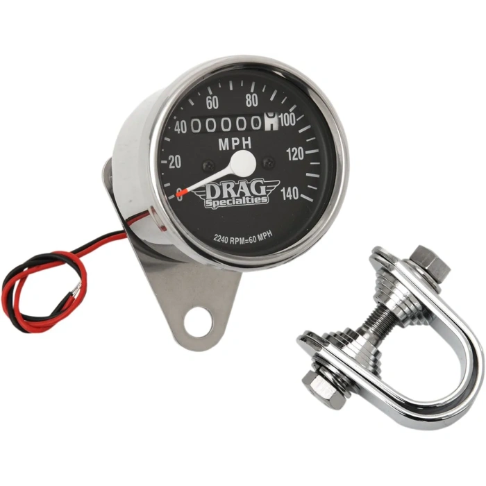 BBP Custom 2.4" MECHANICAL SPEEDOMETER 2240:60 CHROME BLACK FACE DS244132 jpg