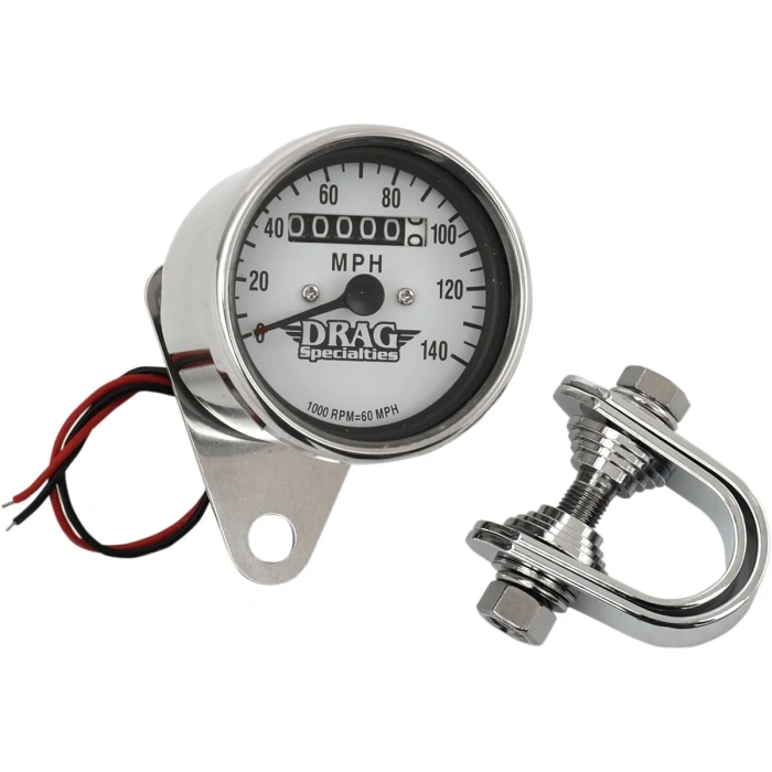 BBP Custom 2.4" MECHANICAL SPEEDOMETER 1:1 CHROME WHITE FACE DS244134 jpg