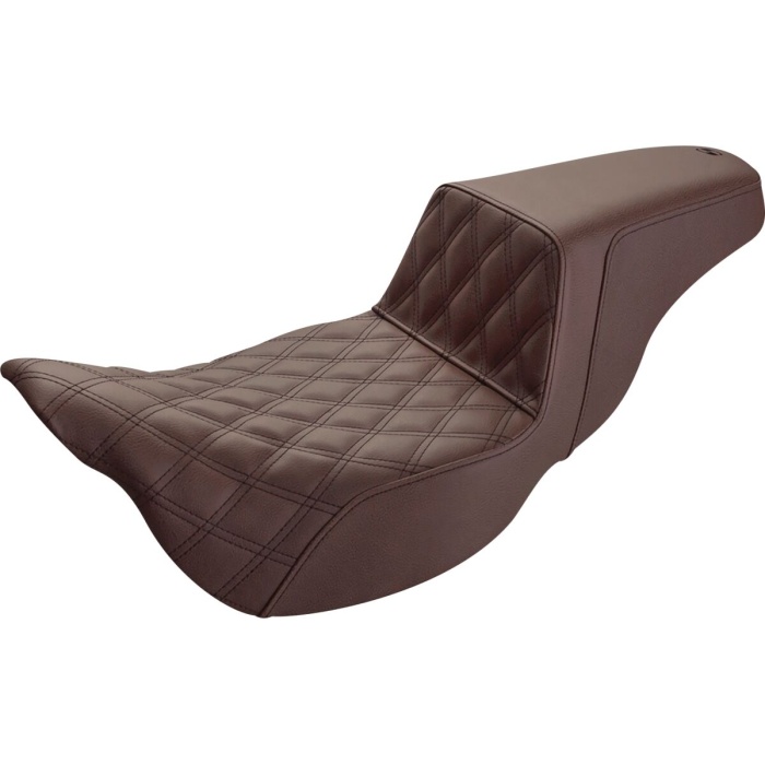 BBP Custom Step Up Seat - Lattice Stitched - Brown - FLH 08011283 jpg