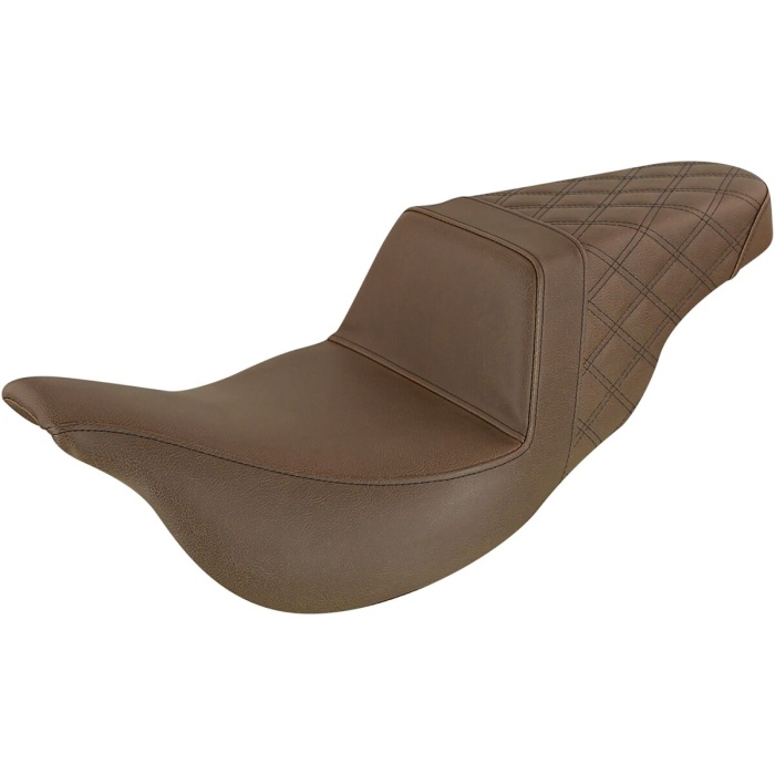 BBP Custom Step Up Seat - Rear Lattice Stitched - Brown - FLH 08011285 jpg