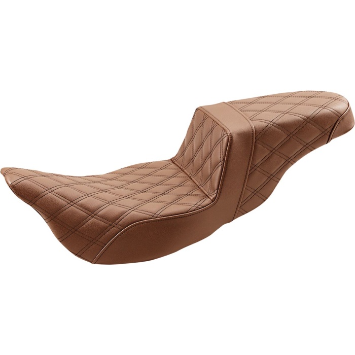 BBP Custom Step Up Seat - Lattice Stitched - Brown - FLH 08011288 jpg