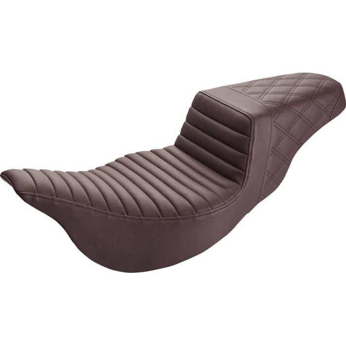 BBP Custom Step Up Seat - Tuck and Roll/Lattice Stitched - Brown - FLH 08011290 jpg