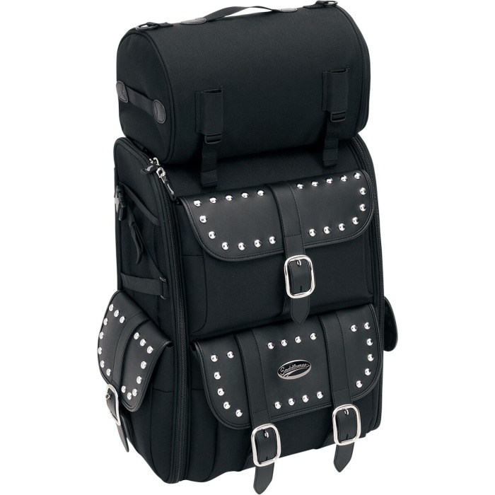 BBP Custom SISSY BAR BAG DELUXE TEXTILE BLACK CHROME 35150083 jpg
